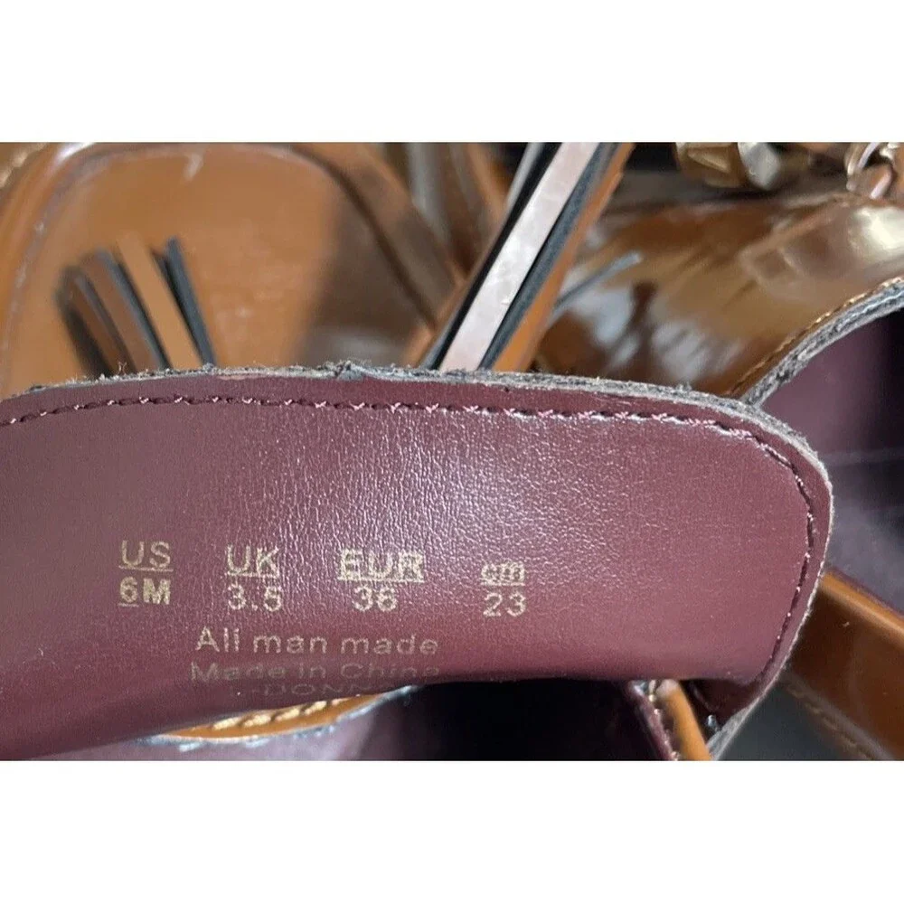 Franco Sarto Women's Donna Heeled Loafers Tassles Brown Shoes Sz 6 Office Work